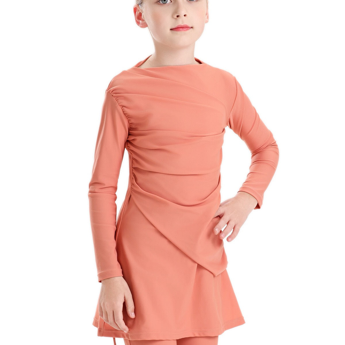 Lina 3-Piece Kids' Modest Swimsuit-Coral