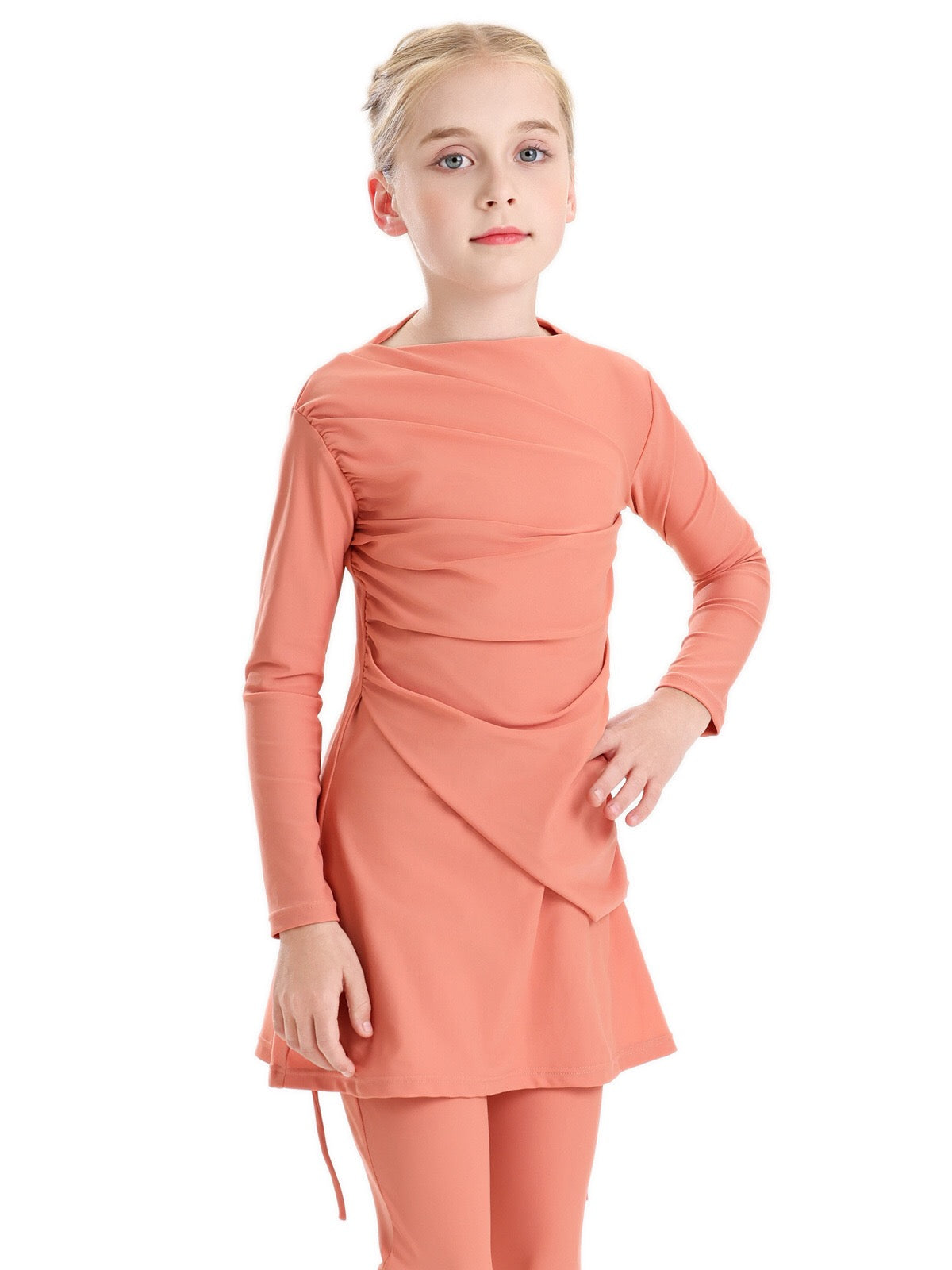 Lina 3-Piece Kids' Modest Swimsuit-Coral