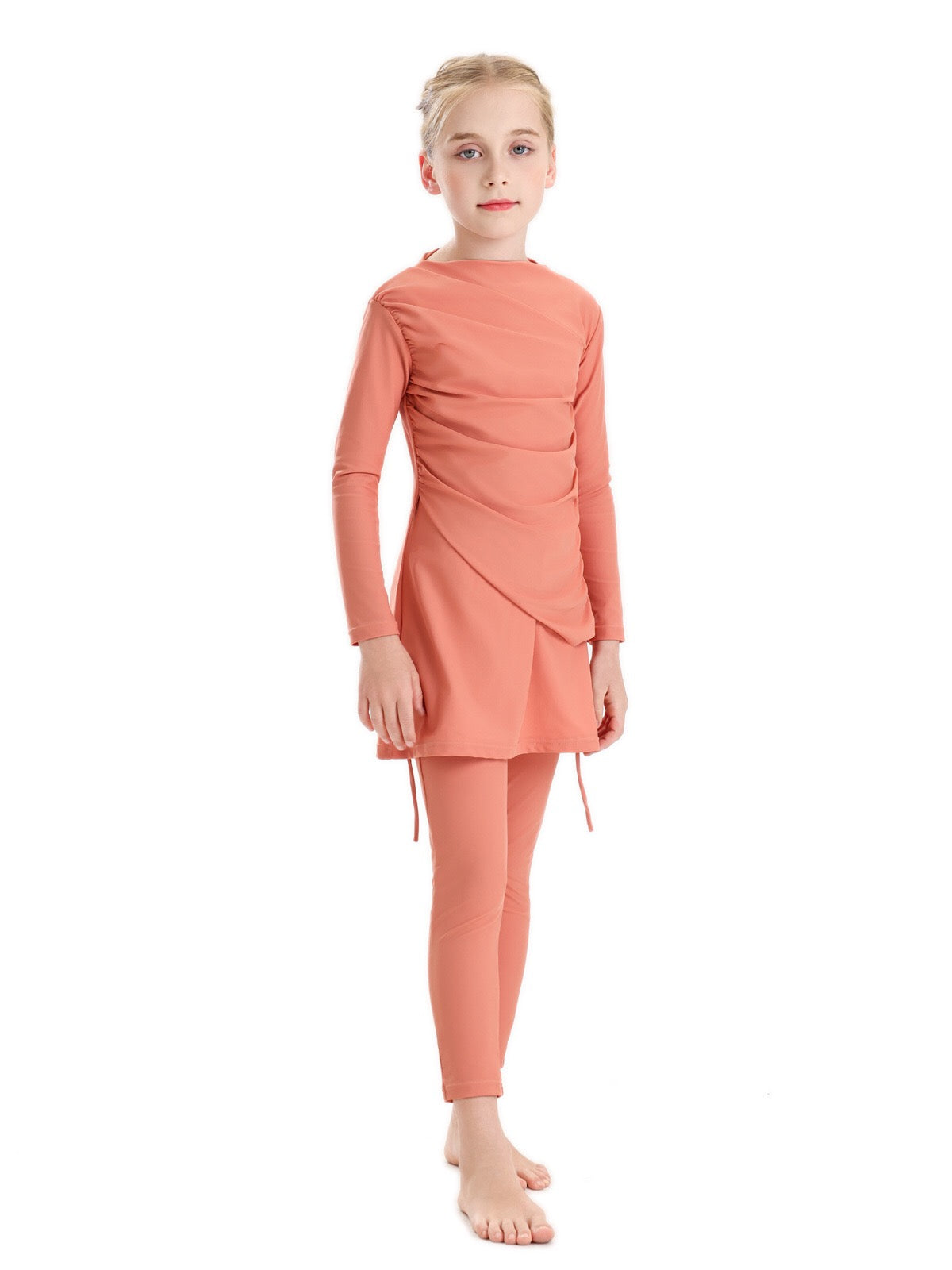 Lina 3-Piece Kids' Modest Swimsuit-Coral