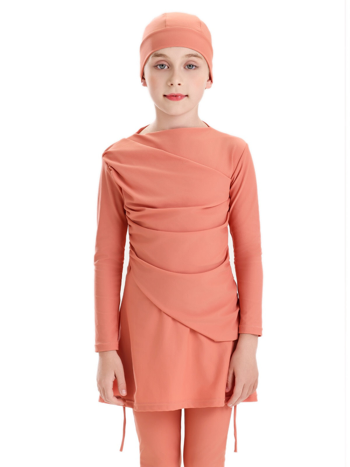 Lina 3-Piece Kids' Modest Swimsuit-Coral
