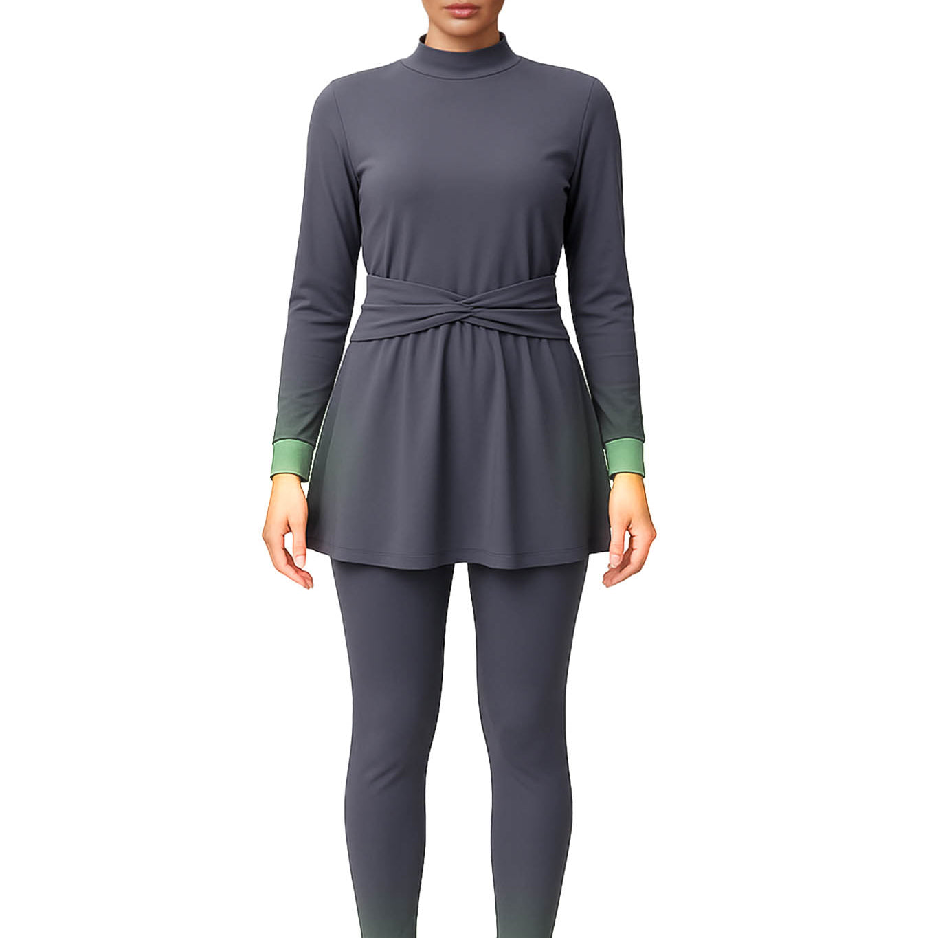 Amal Lightweight Modest Burkini 3-Piece Swim Set – Gray
