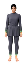 Amal Lightweight Modest Burkini 3-Piece Swim Set – Gray