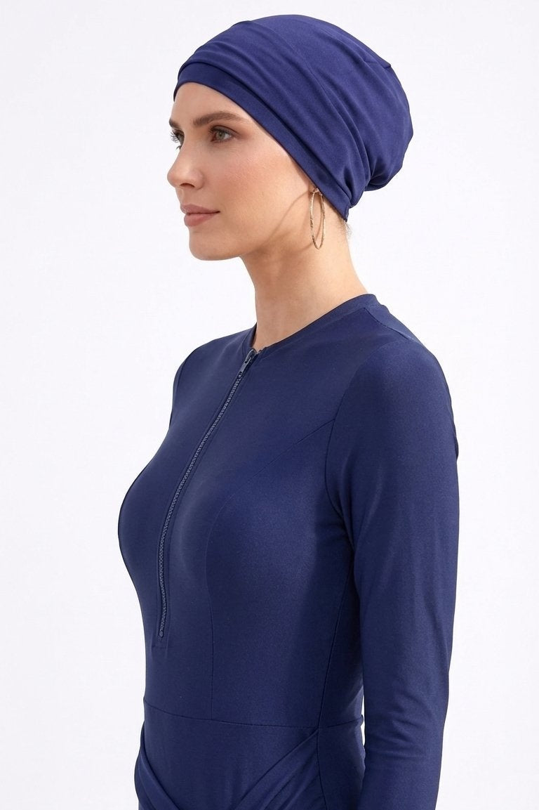 Aisha Modest Burkini 3-Piece Full Coverage Swim Set -Navy Blue