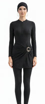 Aisha Modest Burkini 3-Piece Full Coverage Swim Set - Black