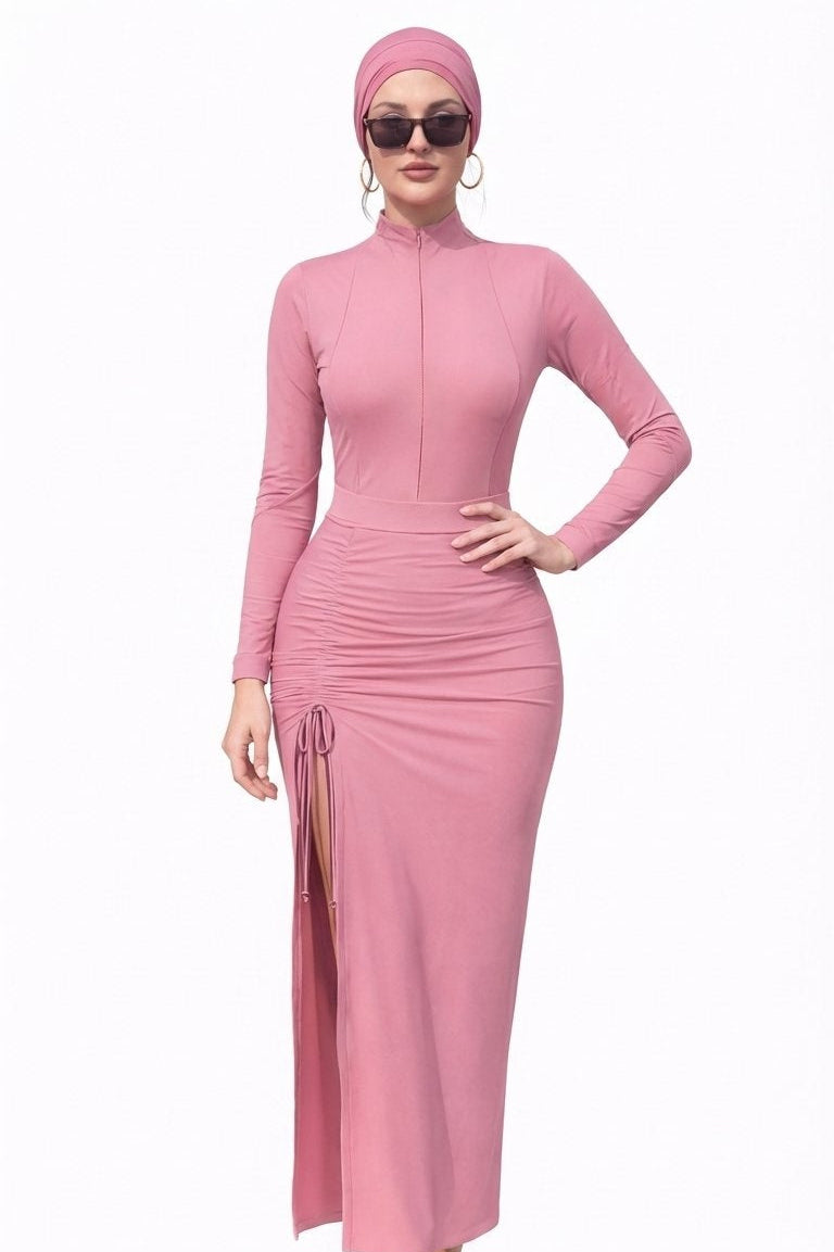 Ruwayda Modest Burkini 3-Piece Full Coverage Swim Set-Rose Pink