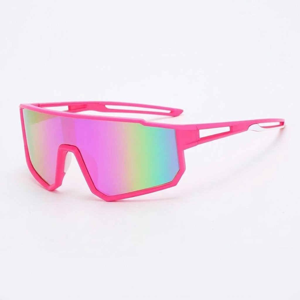 Pink Frame Kids Outdoor Sports Sunglasses UV Protection- Rainbow Lens