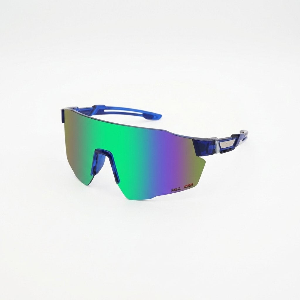 Wraparound Shield Sport Sunglasses Lens UV400 Lightweight Outdoor Eyewear -Blue Frame/ Color Lens