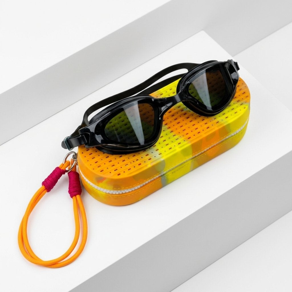 HD Lens Anti Fog Swimming Goggles 3D Fit Leakproof Adjustable With Case- Black
