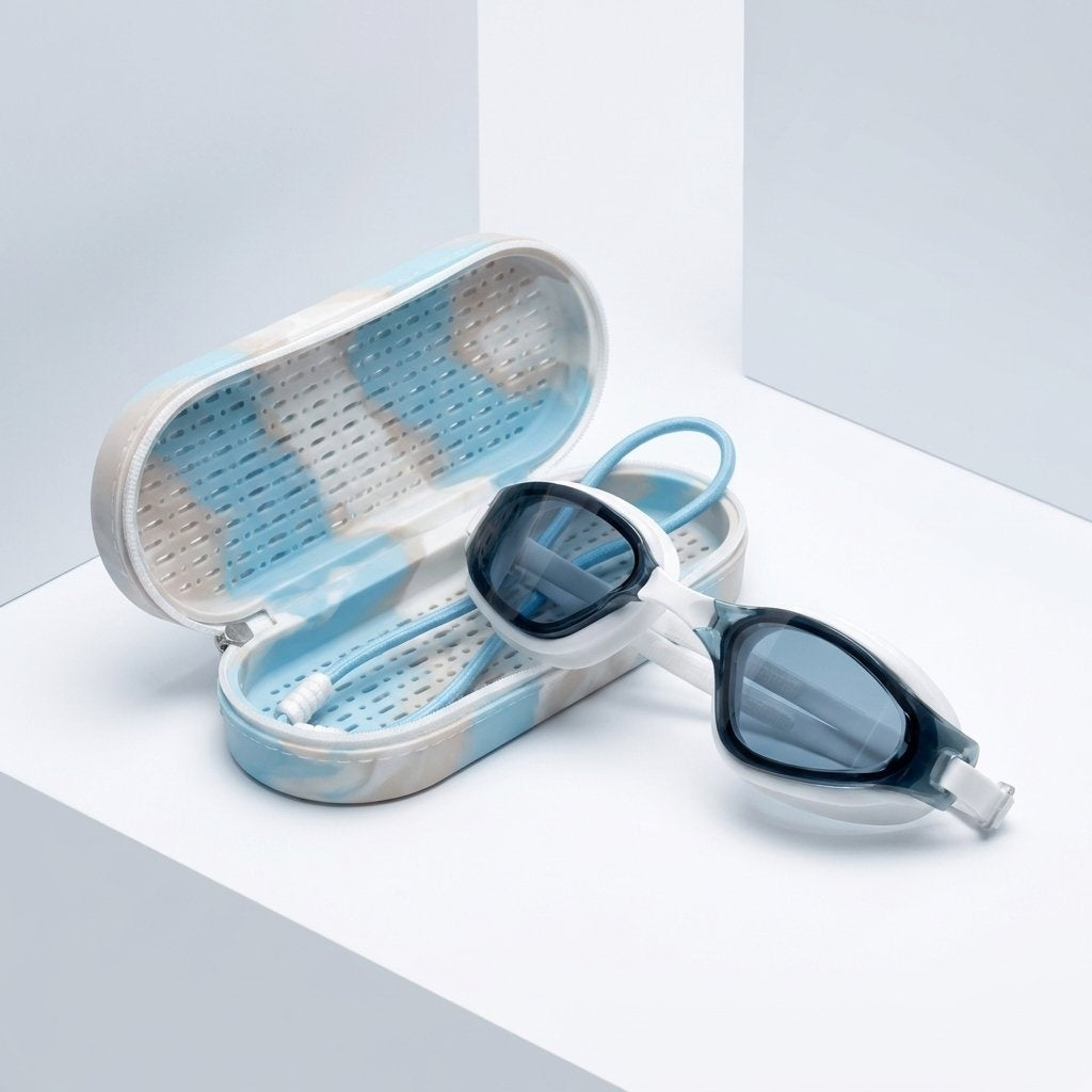HD Lens Anti Fog Swimming Goggles 3D Fit Leakproof Adjustable With Case- Blue
