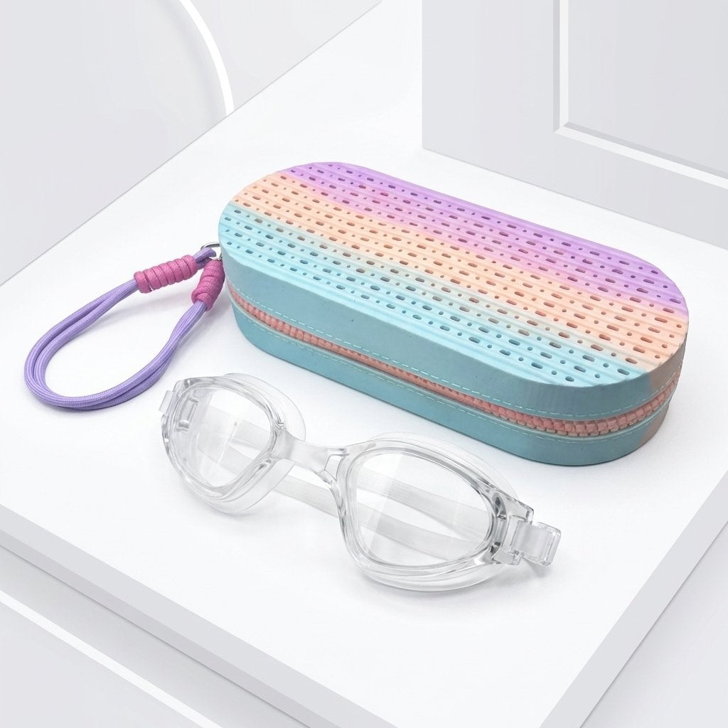 HD Lens Anti Fog Swimming Goggles 3D Fit Leakproof Adjustable With Case- White