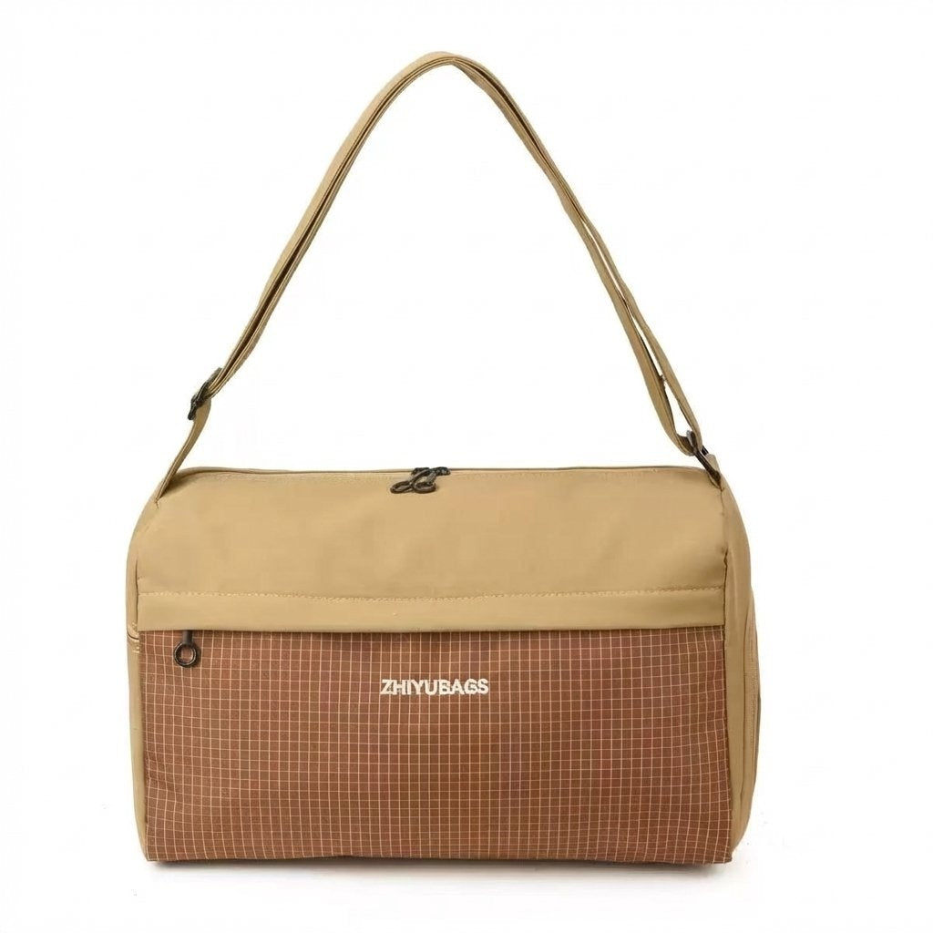 Water-Resistant Casual Shoulder Bag-Beige