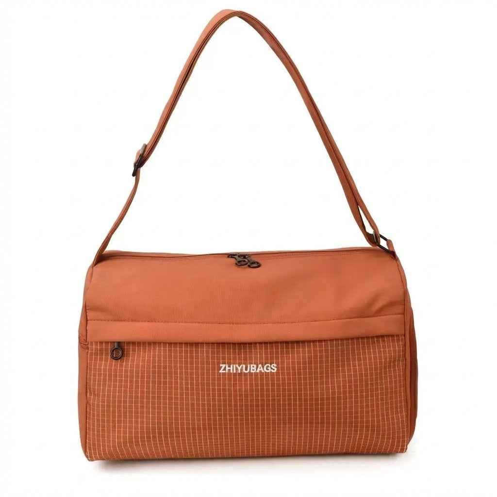 Water-Resistant Casual Shoulder Bag-Rust Orange