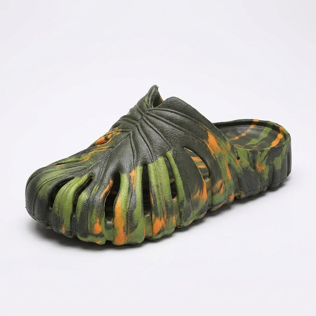 Unisex Breathable EVA Slide Sandals Non-Slip Lightweight Summer Slippers-Orange-Green Camo