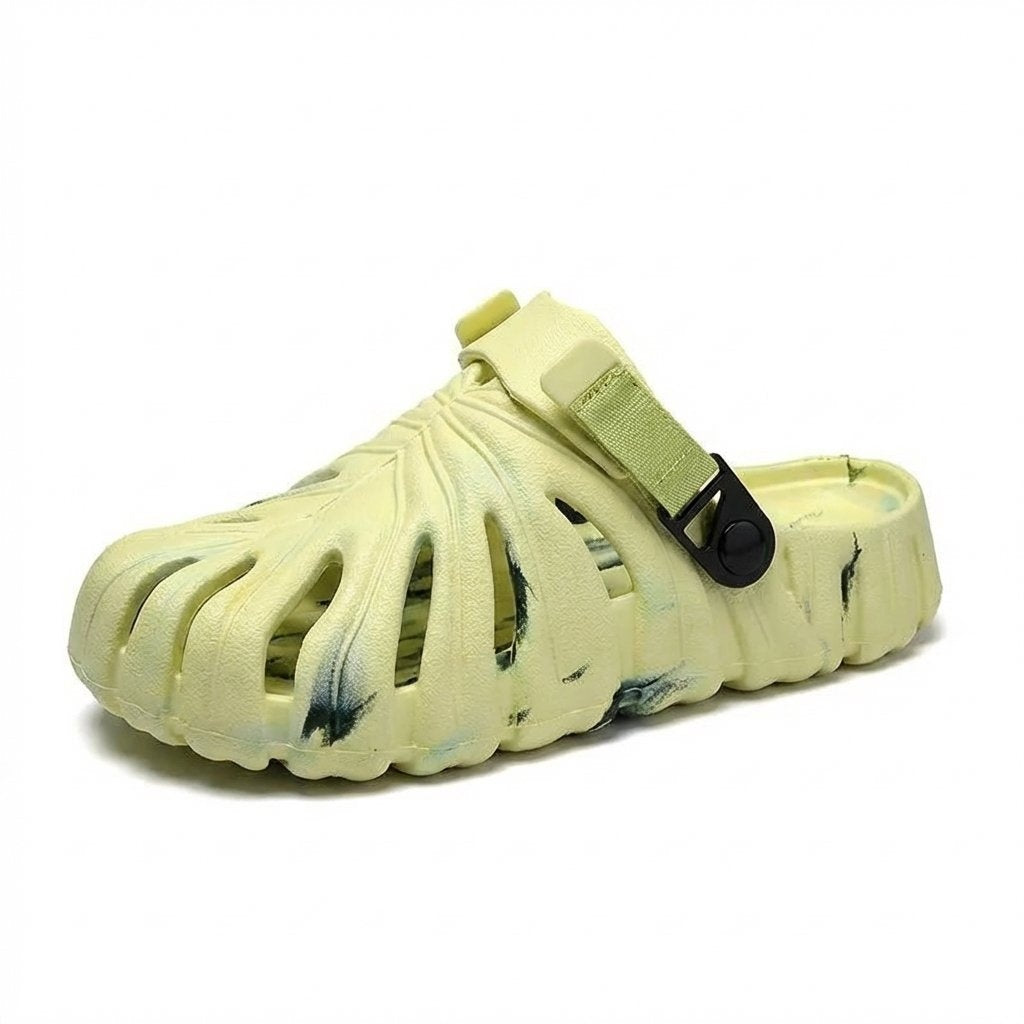 Unisex Breathable EVA Slide Sandals Non-Slip Lightweight Summer Slippers-Lime Green Camo