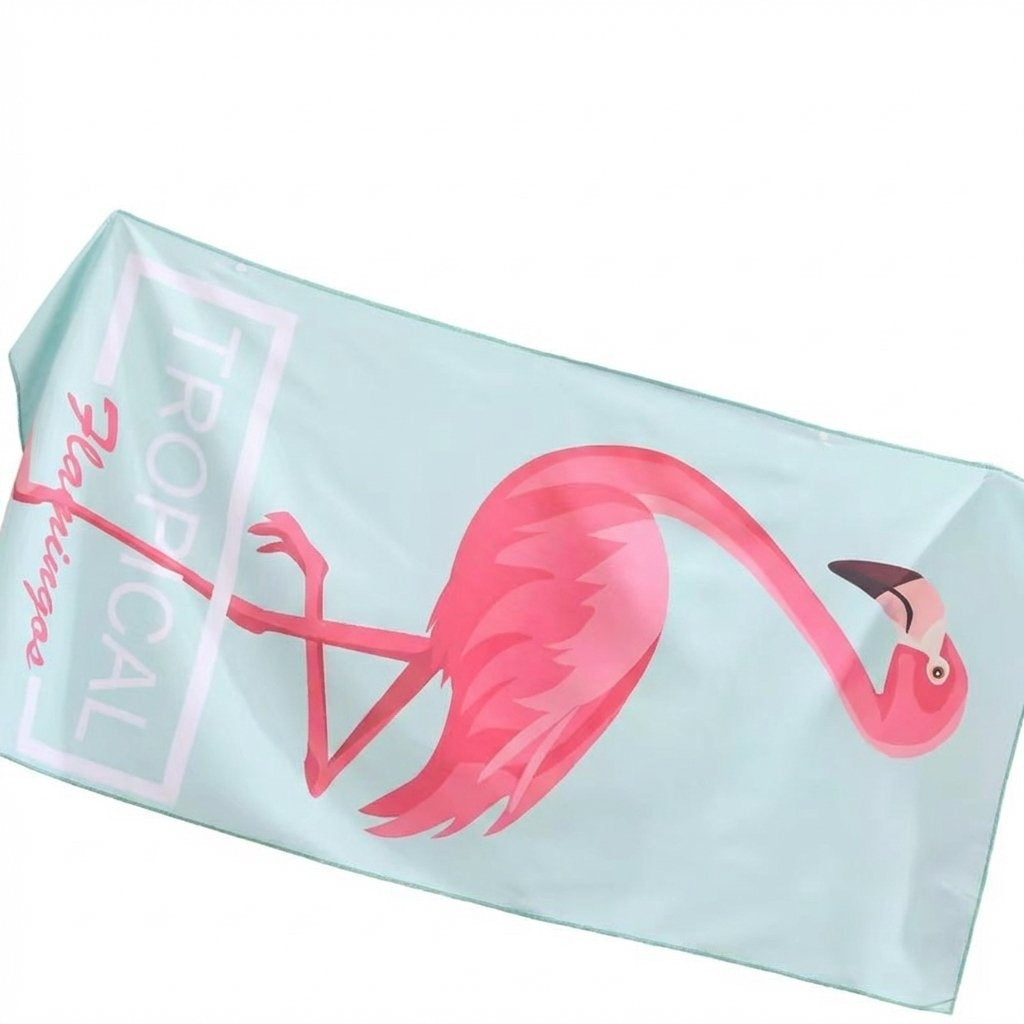 Portable Quick-Dry Beach Towel Soft Double-Sided Sports Towel-Light Blue Flamingo