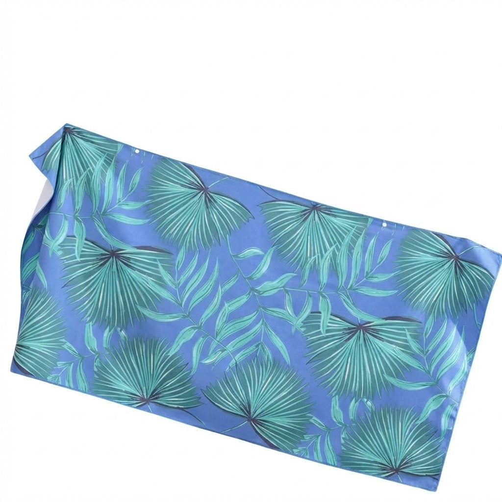 Portable Quick-Dry Beach Towel Soft Double-Sided Sports Towel-Blue Tropical Leaves