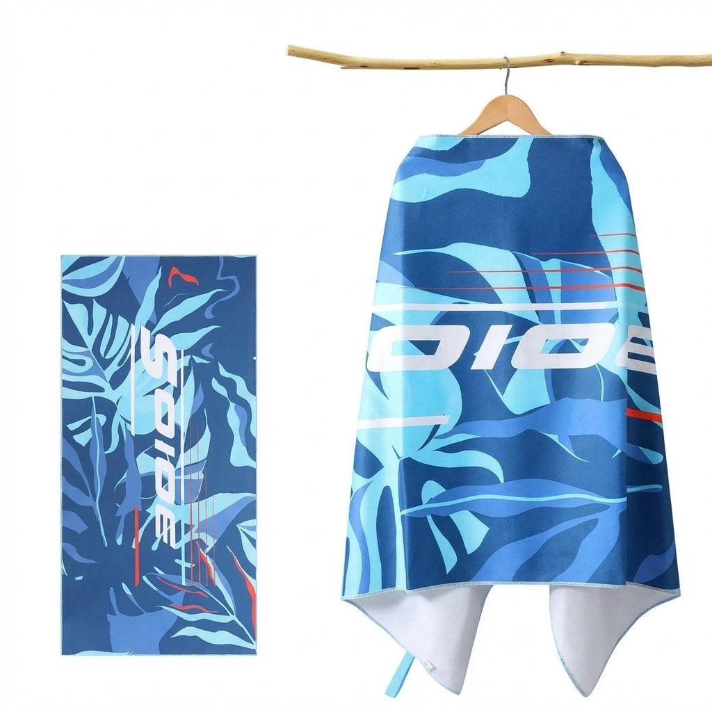 Letter Print Portable Quick-Dry Beach Towel Soft Double-Sided Sports Towel-Dark Blue