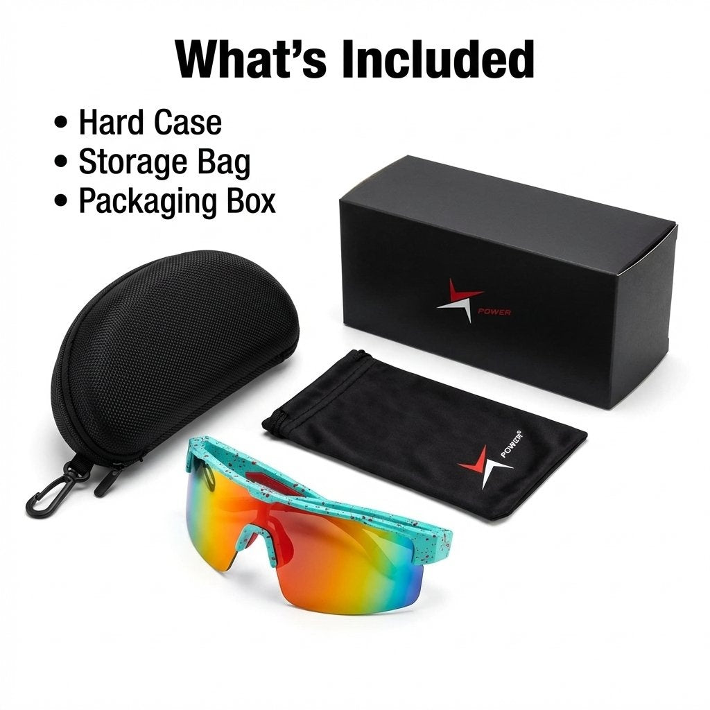 Wraparound Shield Sport Sunglasses Lens UV400 Lightweight Outdoor Eyewear -Blue Frame/ Orange Lens