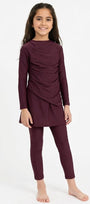 Lina 3-Piece Kids' Modest Swimsuit-Wine Purple