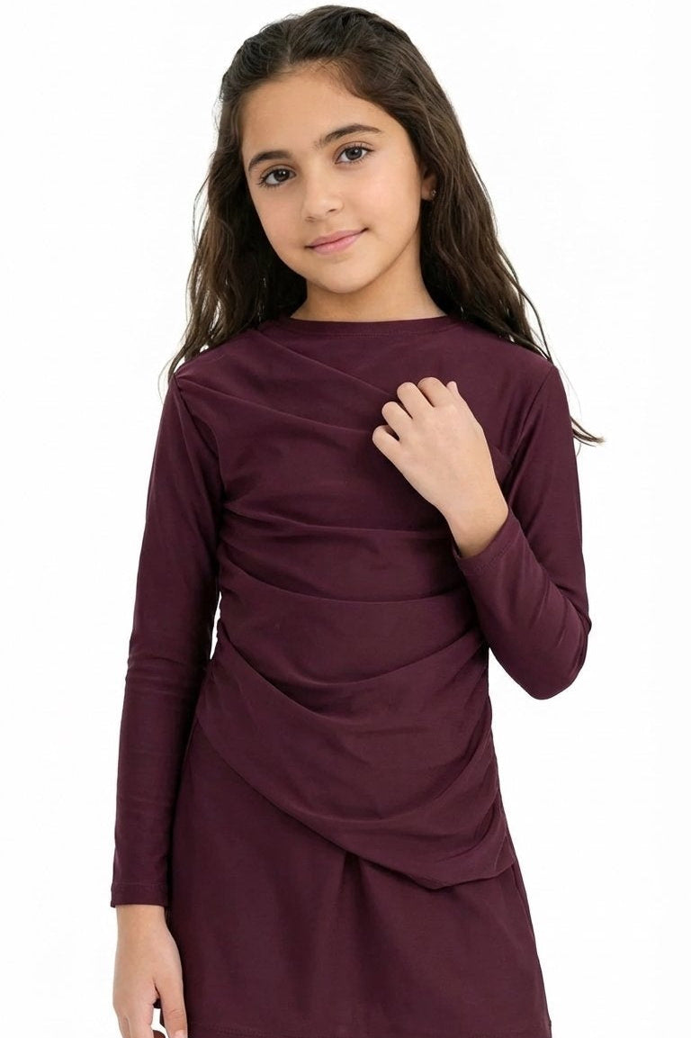 Lina 3-Piece Kids' Modest Swimsuit-Wine Purple