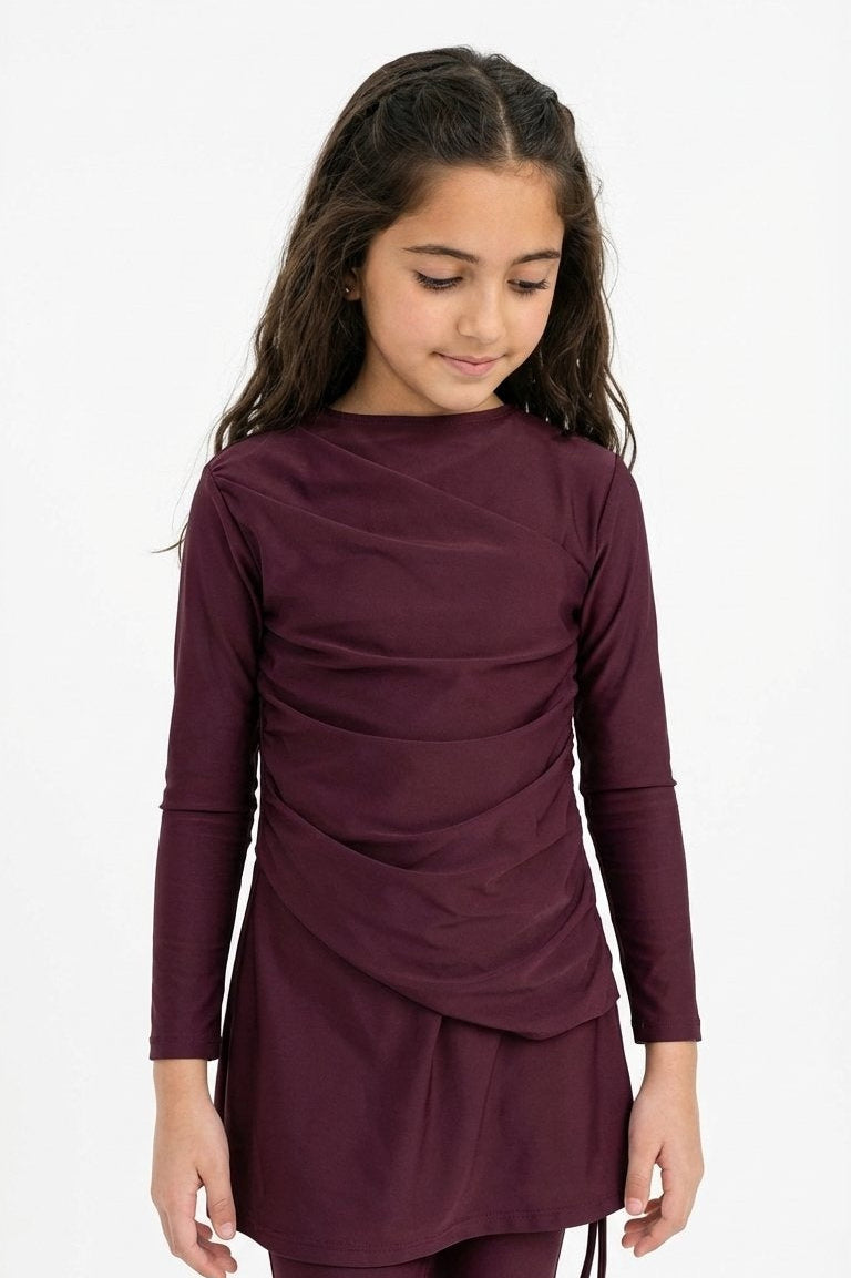 Lina 3-Piece Kids' Modest Swimsuit-Wine Purple