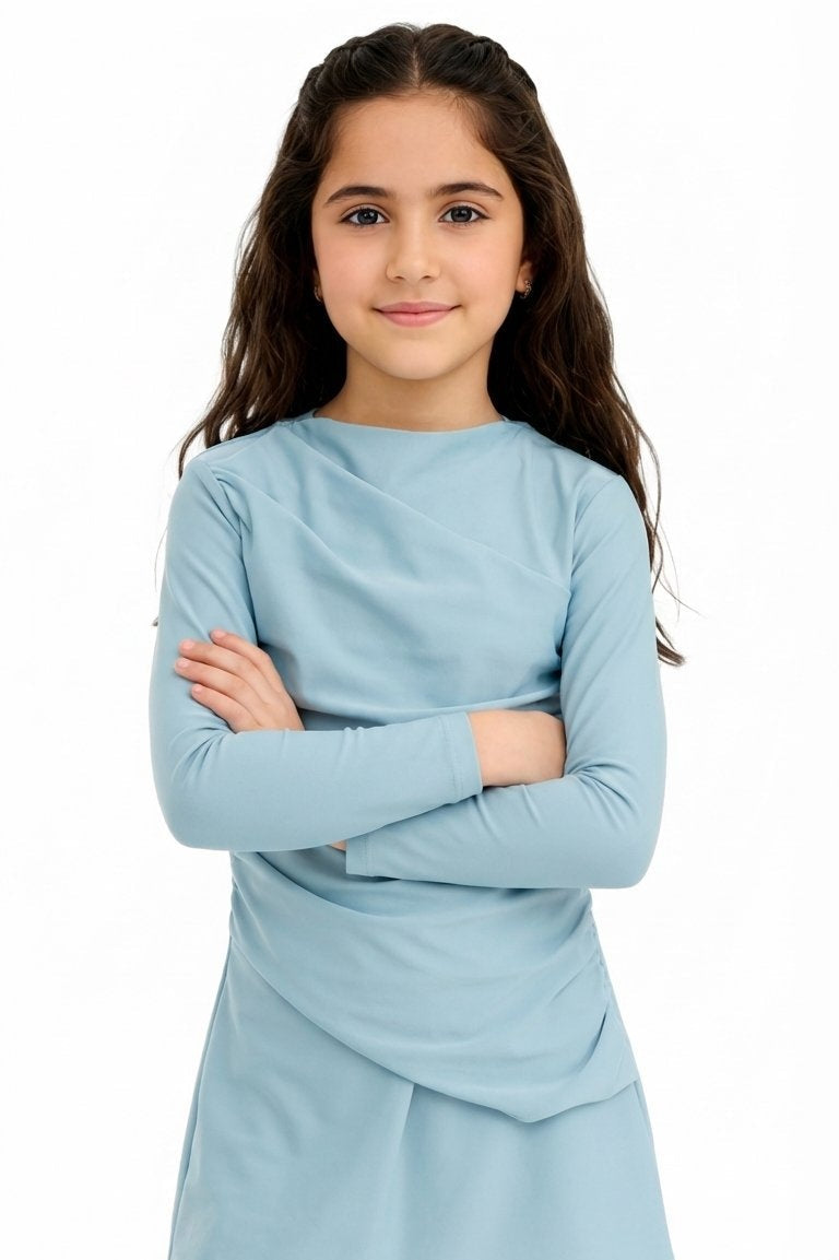 Lina 3-Piece Kids' Modest Swimsuit-Soft Sky Blue