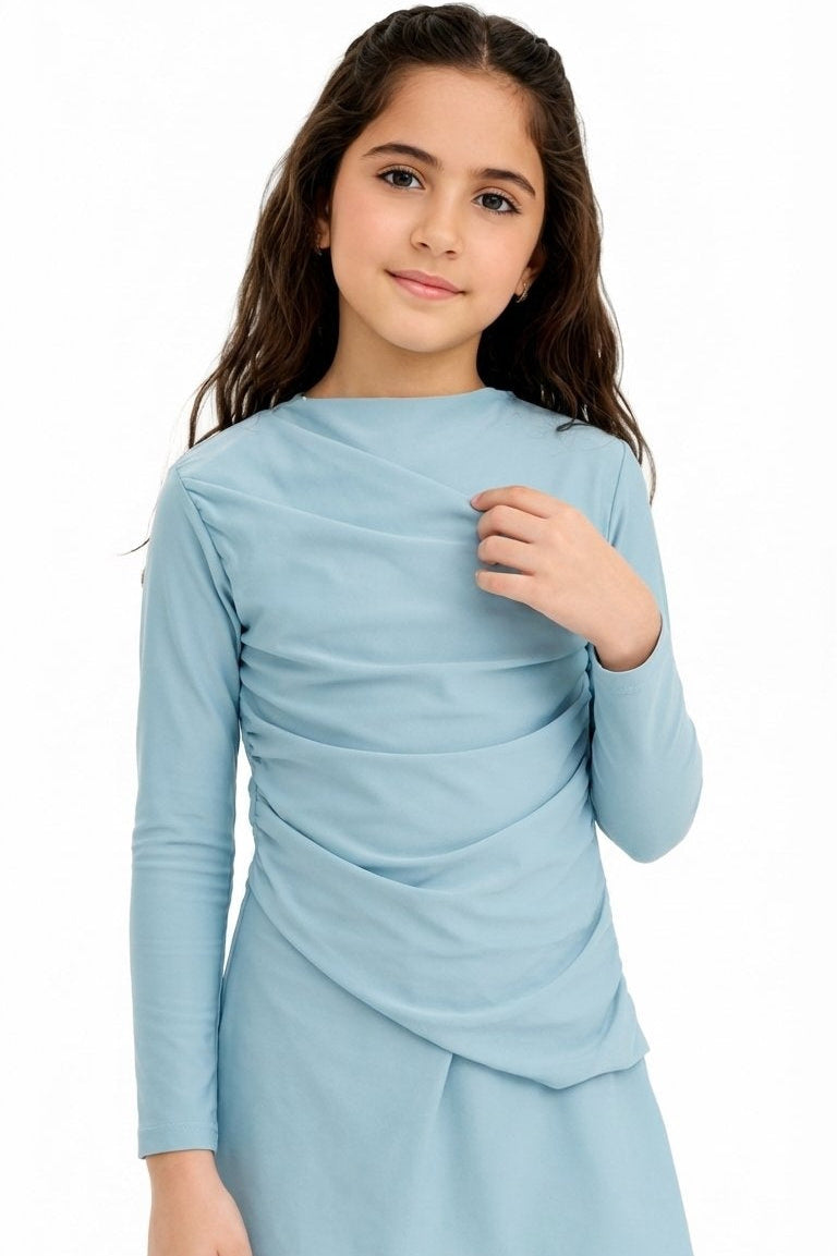 Lina 3-Piece Kids' Modest Swimsuit-Soft Sky Blue