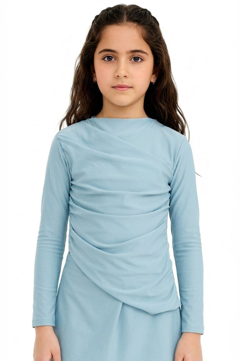 Lina 3-Piece Kids' Modest Swimsuit-Soft Sky Blue