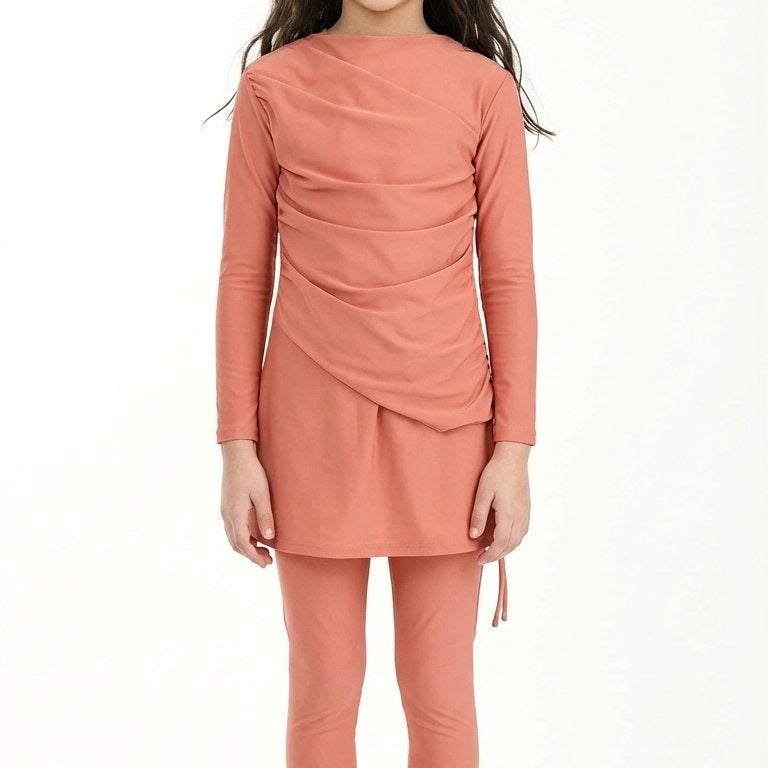 Lina 3-Piece Kids' Modest Swimsuit-Coral