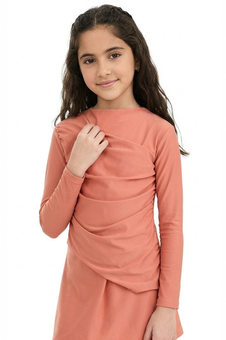 Lina 3-Piece Kids' Modest Swimsuit-Coral