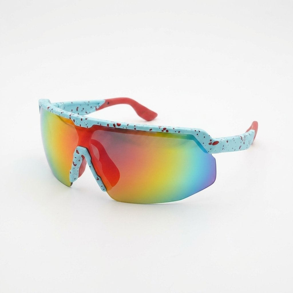 Wraparound Shield Sport Sunglasses Lens UV400 Lightweight Outdoor Eyewear -Blue Frame /Gradient Lens