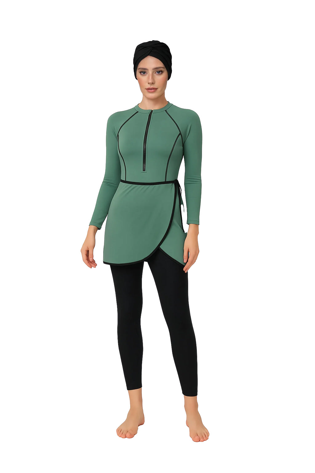 Zehra Modest Burkini 3-Piece Full Coverage Swim Set - Sage Green