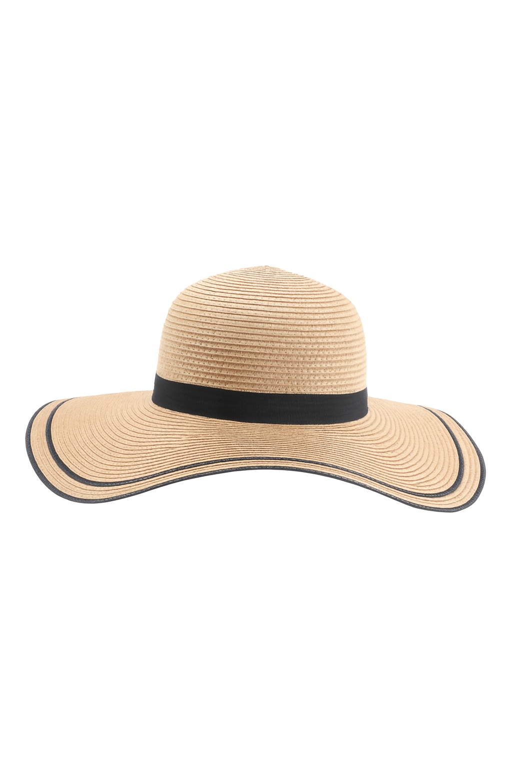 Natural Straw Beach Hat – Black Trim