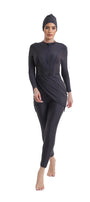 Zehra Modest Burkini 3-Piece Full Coverage Swim Set - Charcoal Black