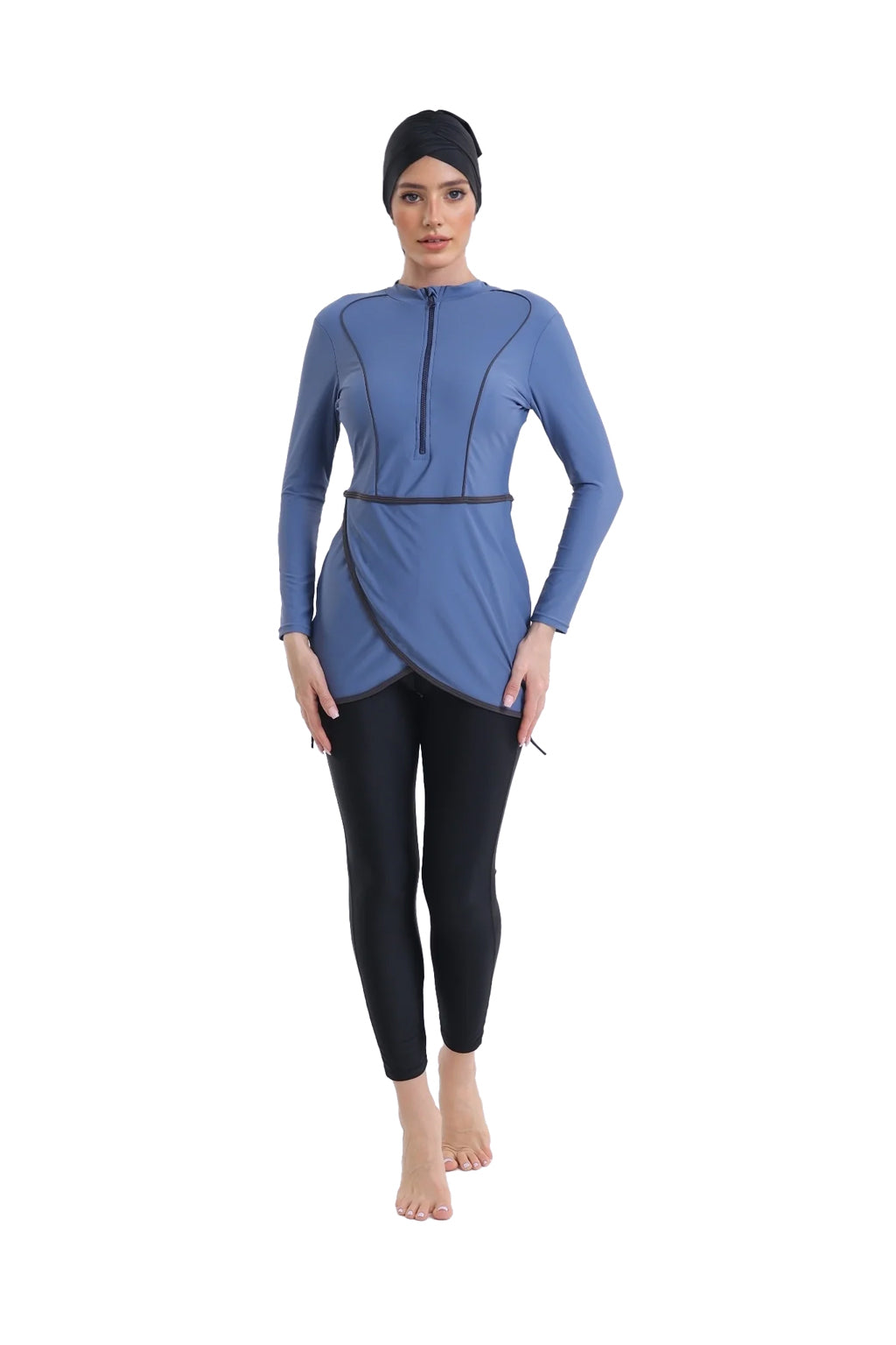 Zehra Modest Burkini 3-Piece Full Coverage Swim Set - Dusty Blue