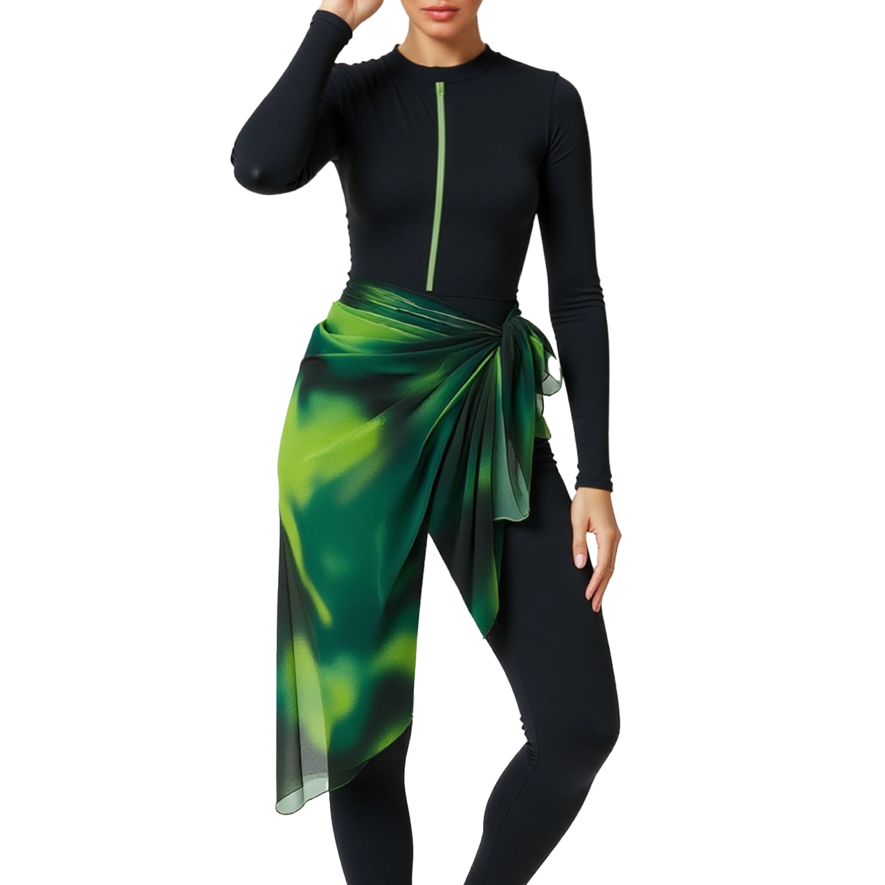 Farah Modest Burkini 3-Piece Full Coverage Swim Set - Black