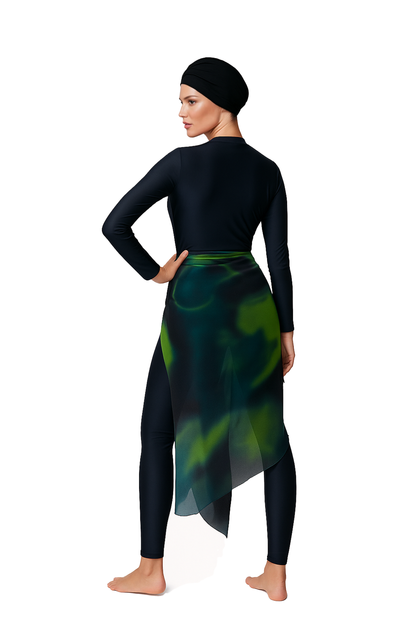 Farah Modest Burkini 3-Piece Full Coverage Swim Set - Black
