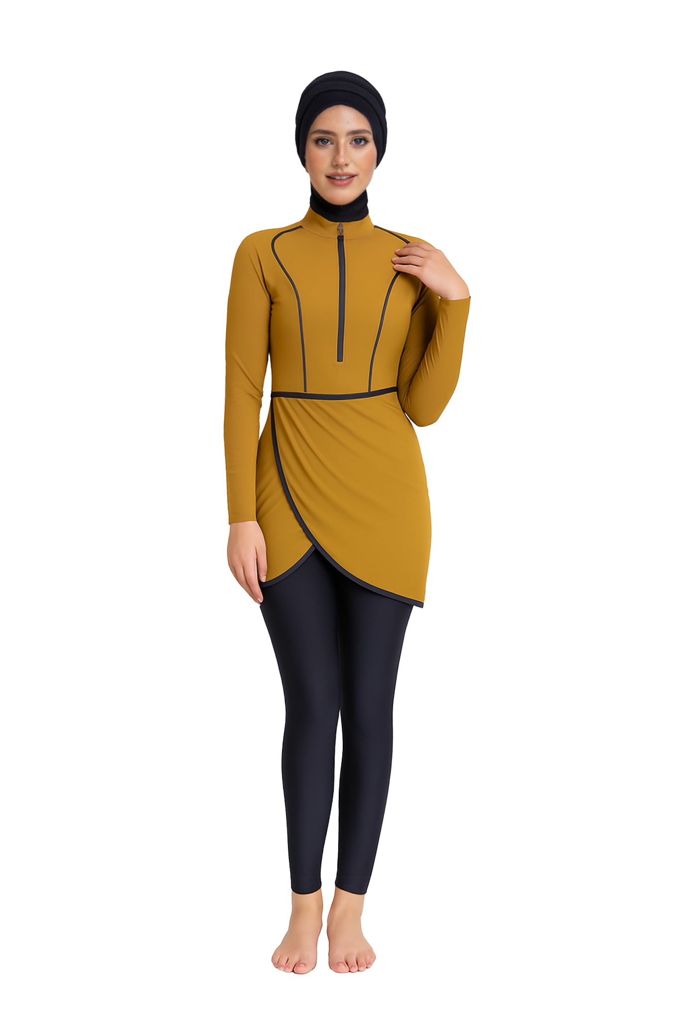 Zehra Modest Burkini 3-Piece Full Coverage Swim Set - Mustard Gold