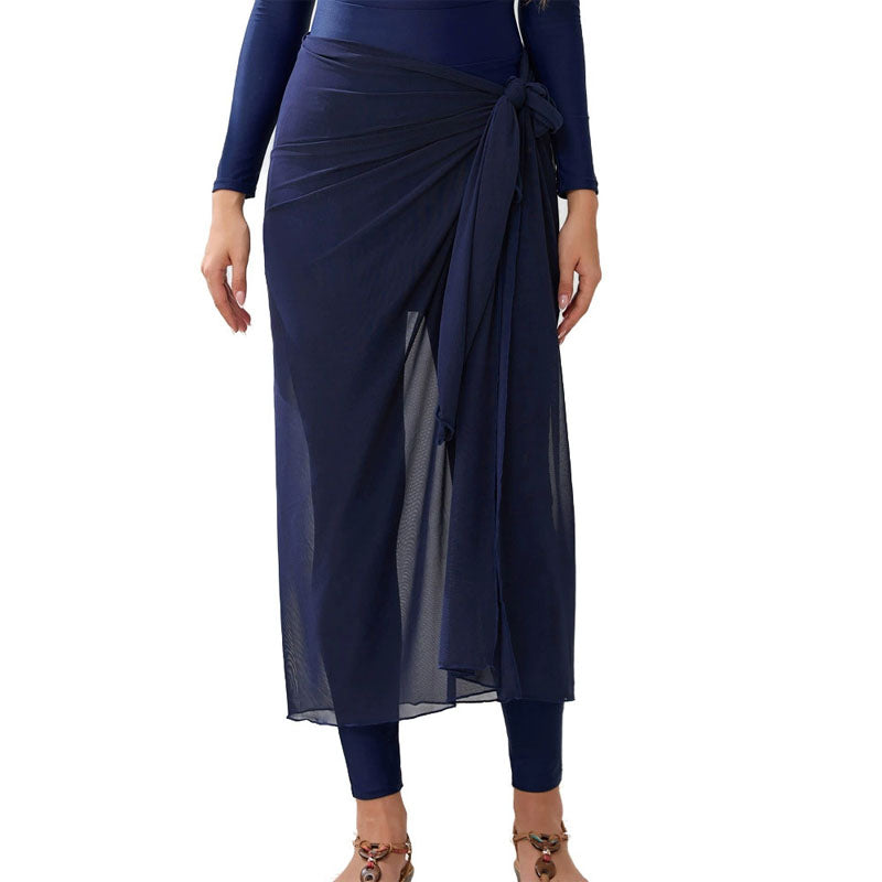Midnight Navy Draped Beach Sarong Wrap- Swim Cover Up
