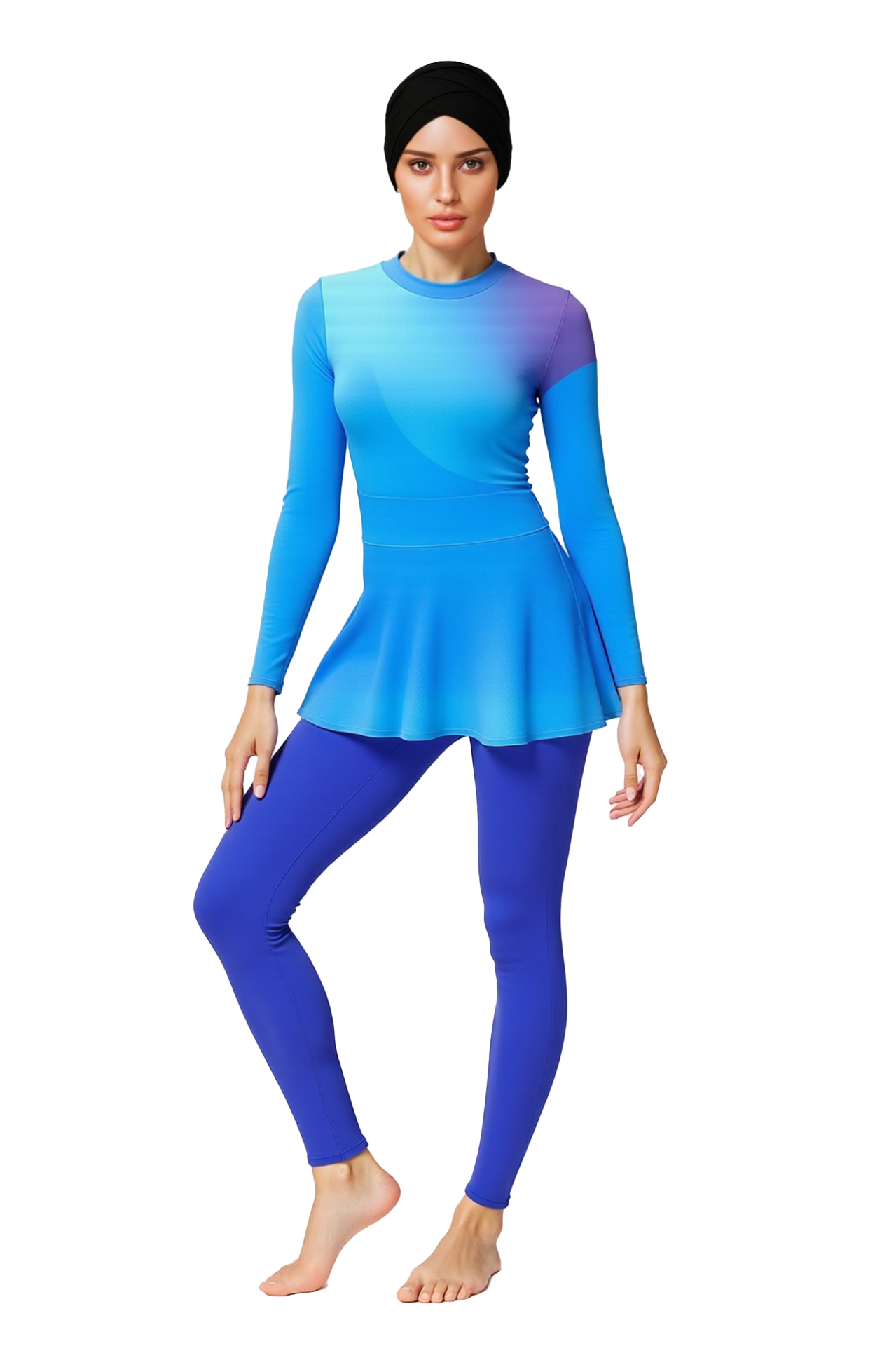 Asma Modest Burkini 3-Piece Full Coverage Swim Set - Blue