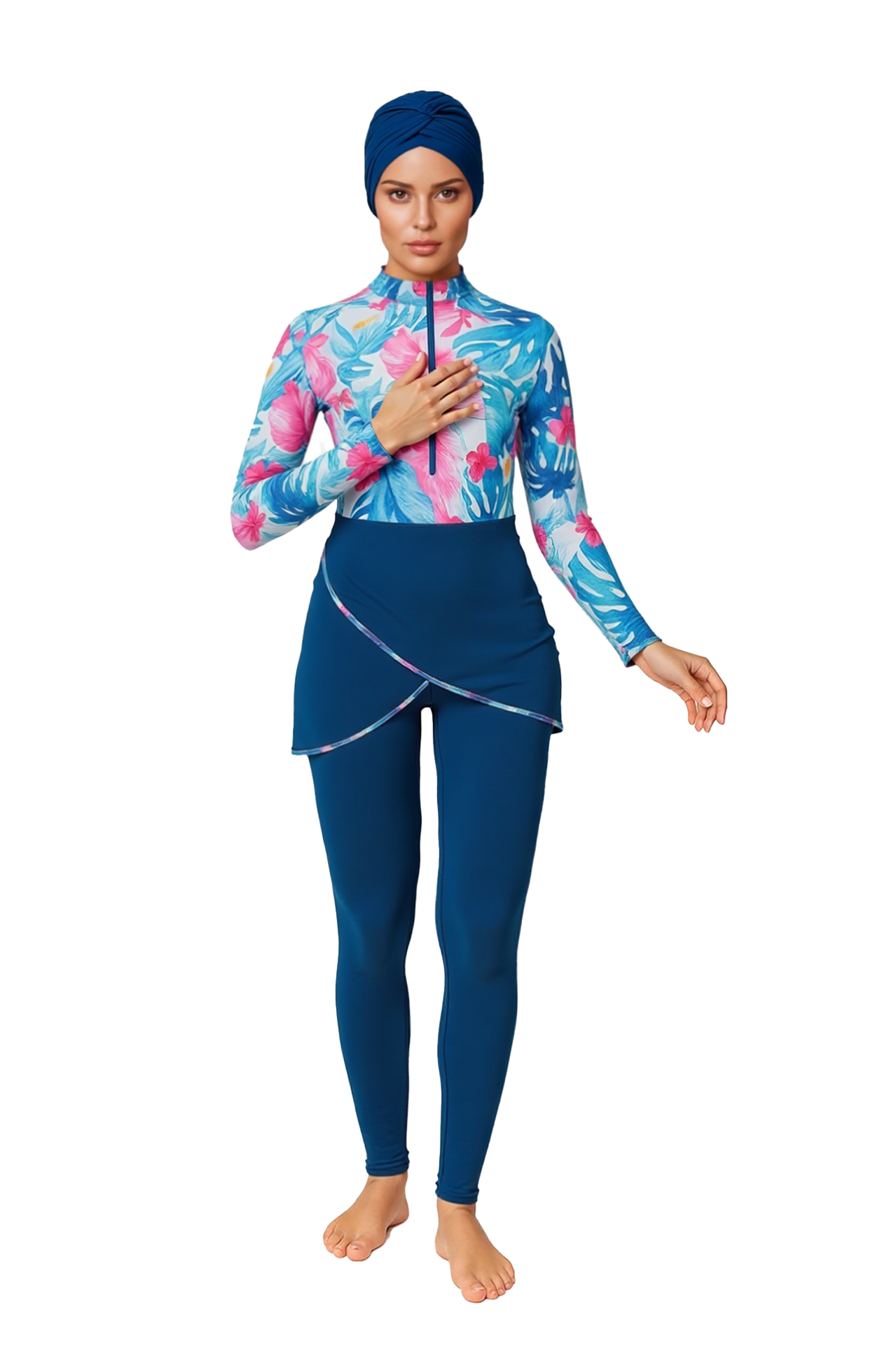 Zehra Modest Burkini 3-Piece Full Coverage Swim Set - Sapphire Blue