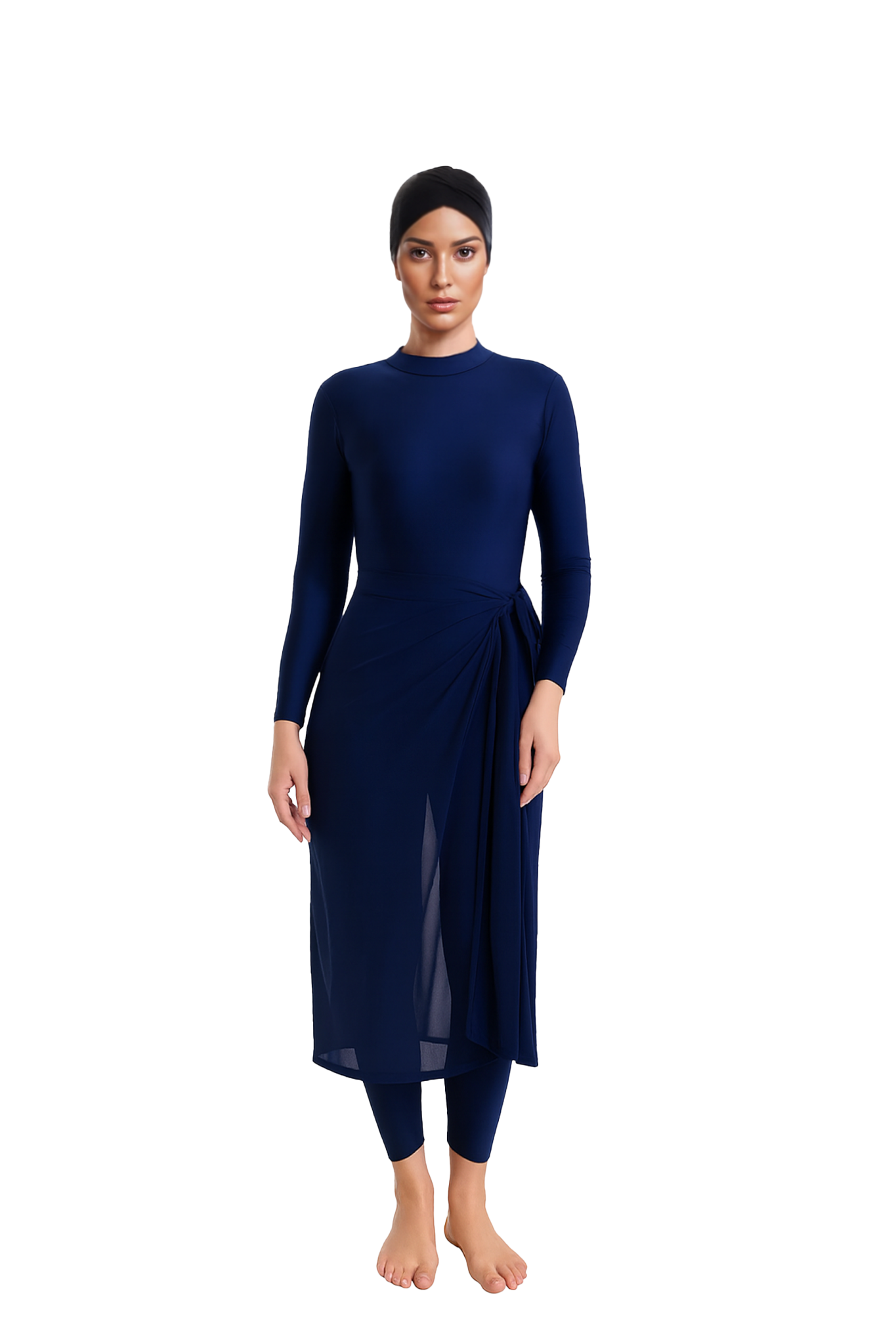 Asma Elegant Modest Burkini 3-Piece Full Coverage Swim Set - Deep Navy