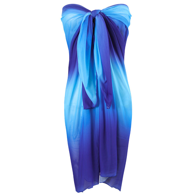 Midnight Wave Ombre Beach Sarong Wrap- Swim Cover Up