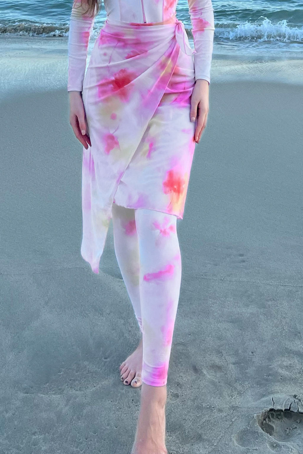 Jawhara Modest Burkini 3-Piece Full Coverage Swim Set - Pink Tie-Dye
