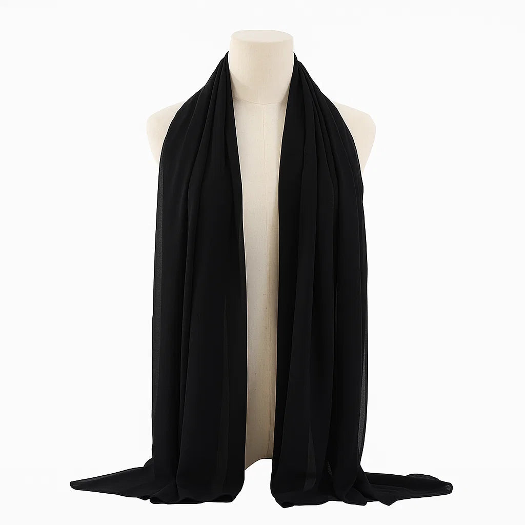 Rania Whisper Flowy Chiffon Hijab – Black