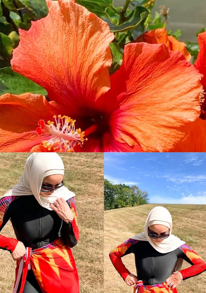 Solara Modest Burkini 3-Piece Full Coverage Swim Set - Sunrise