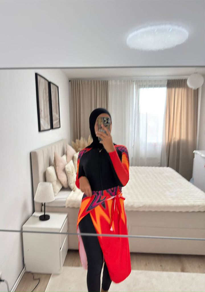 Solara Modest Burkini 3-Piece Full Coverage Swim Set - Sunrise