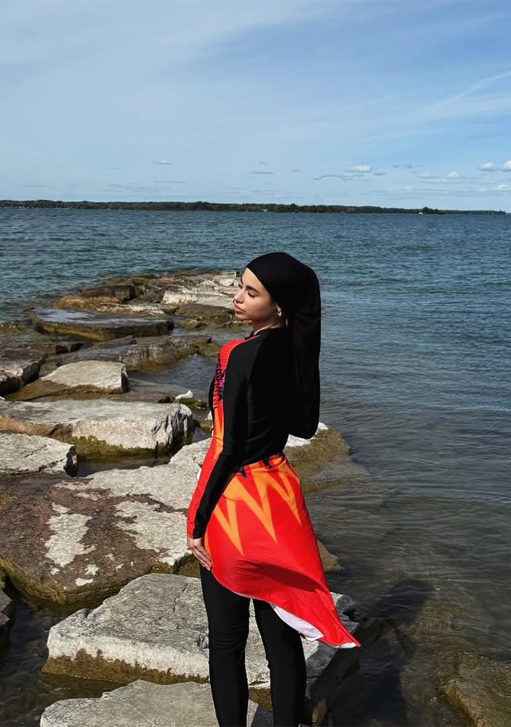 Solara Modest Burkini 3-Piece Full Coverage Swim Set - Sunrise