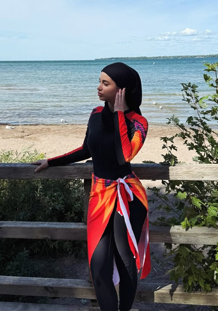 Solara Modest Burkini 3-Piece Full Coverage Swim Set - Sunrise