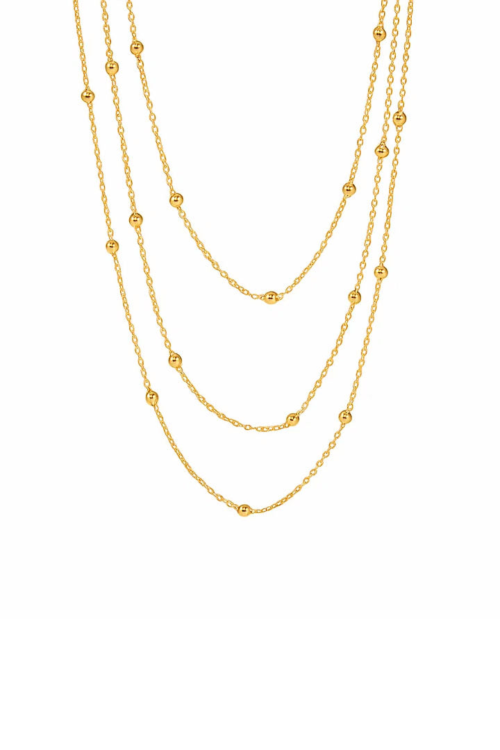 Layered Satellite Bead Chain Necklace – Gold